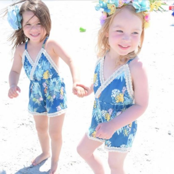 Navy Floral Island Romper - Picture 2 of 2